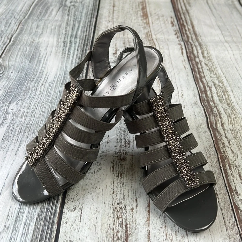 KAREN (KS) SCOTT NEEMA Gray Womens Beaded Strapped Shoe 6M